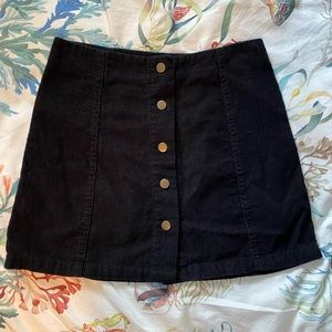 Etosell Button Up Black Mini Corduroy Skirt Size XS